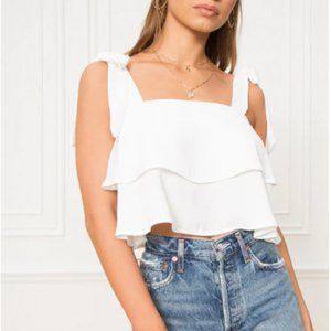 Superdown White Tie Strap Tank, size xs